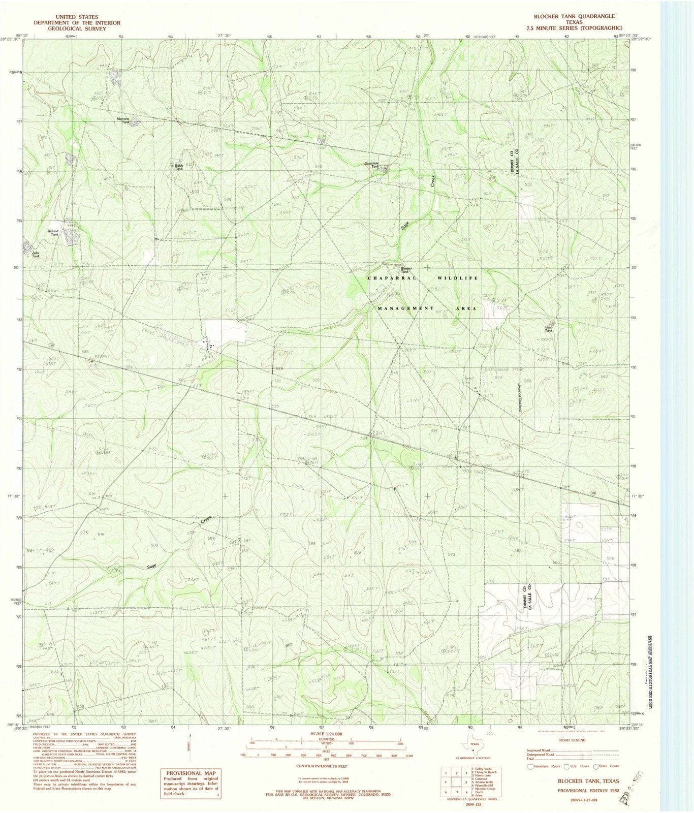 1982 Blocker Tank, TX - Texas - USGS Topographic Map