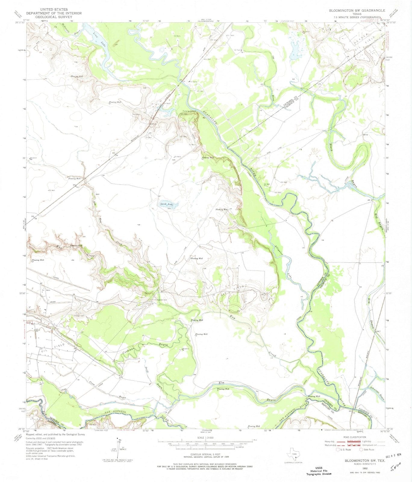 1952 Bloomington, TX - Texas - USGS Topographic Map