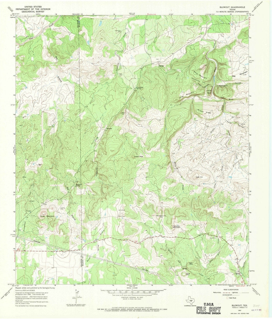 1967 Blowout, TX - Texas - USGS Topographic Map