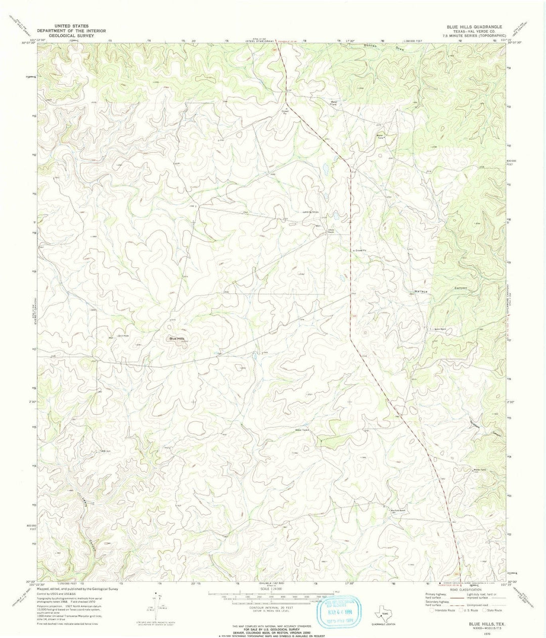 1970 Blue Hills, TX - Texas - USGS Topographic Map
