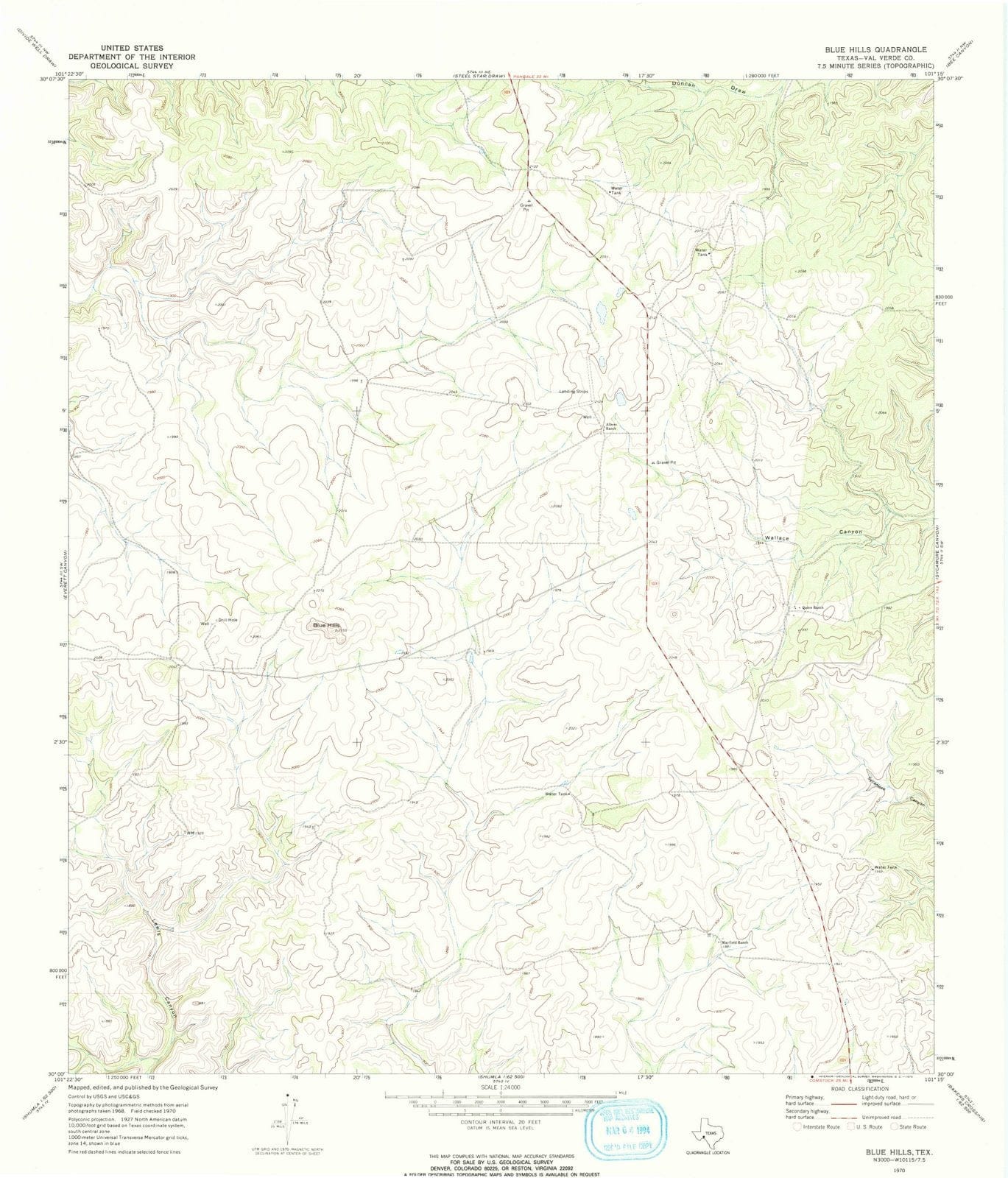 1970 Blue Hills, TX - Texas - USGS Topographic Map