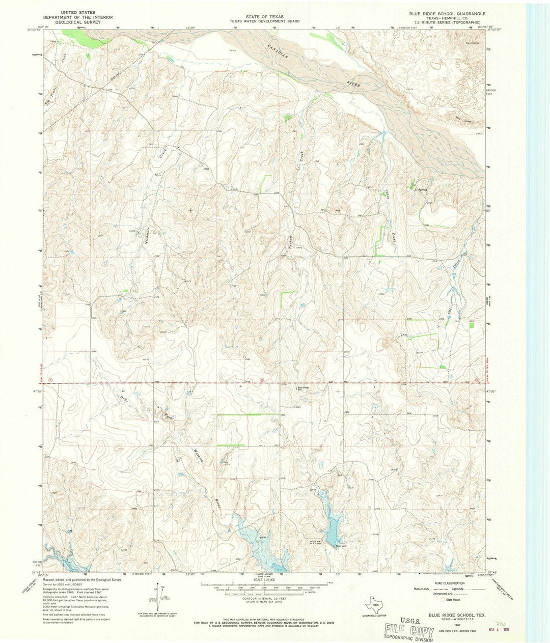 1967 Blue Ridge School, TX - Texas - USGS Topographic Map