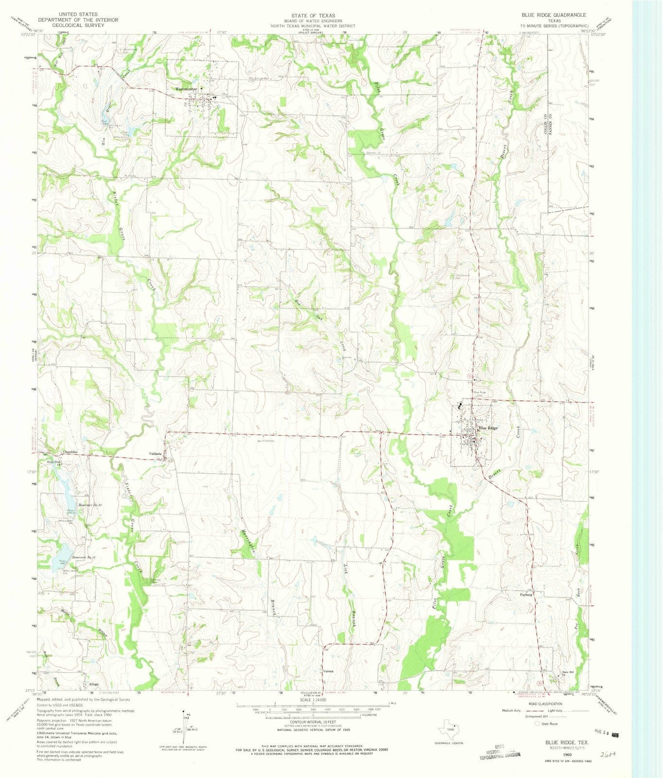 1960 Blue Ridge, TX - Texas - USGS Topographic Map