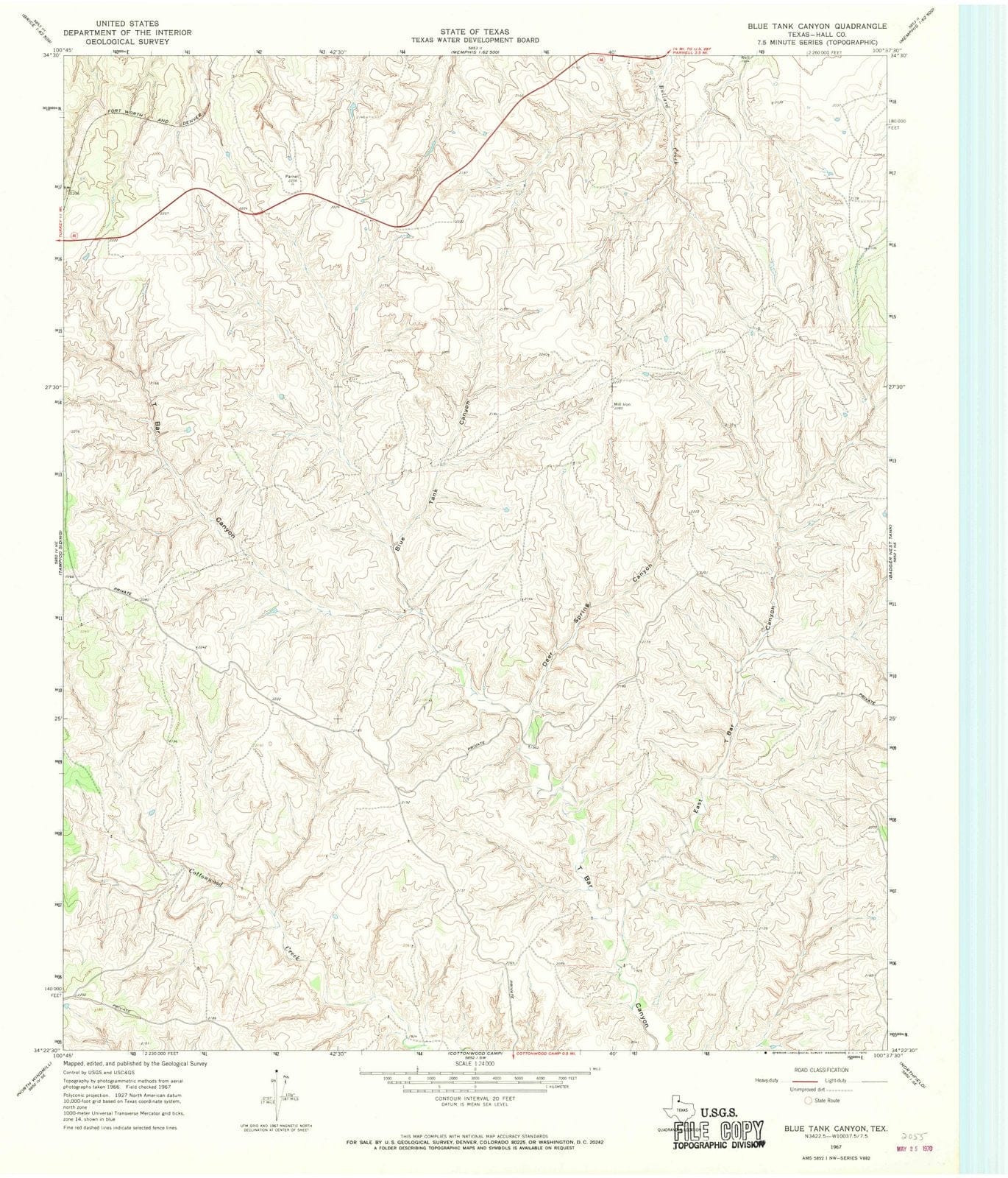 1967 Blue Tank Canyon, TX - Texas - USGS Topographic Map