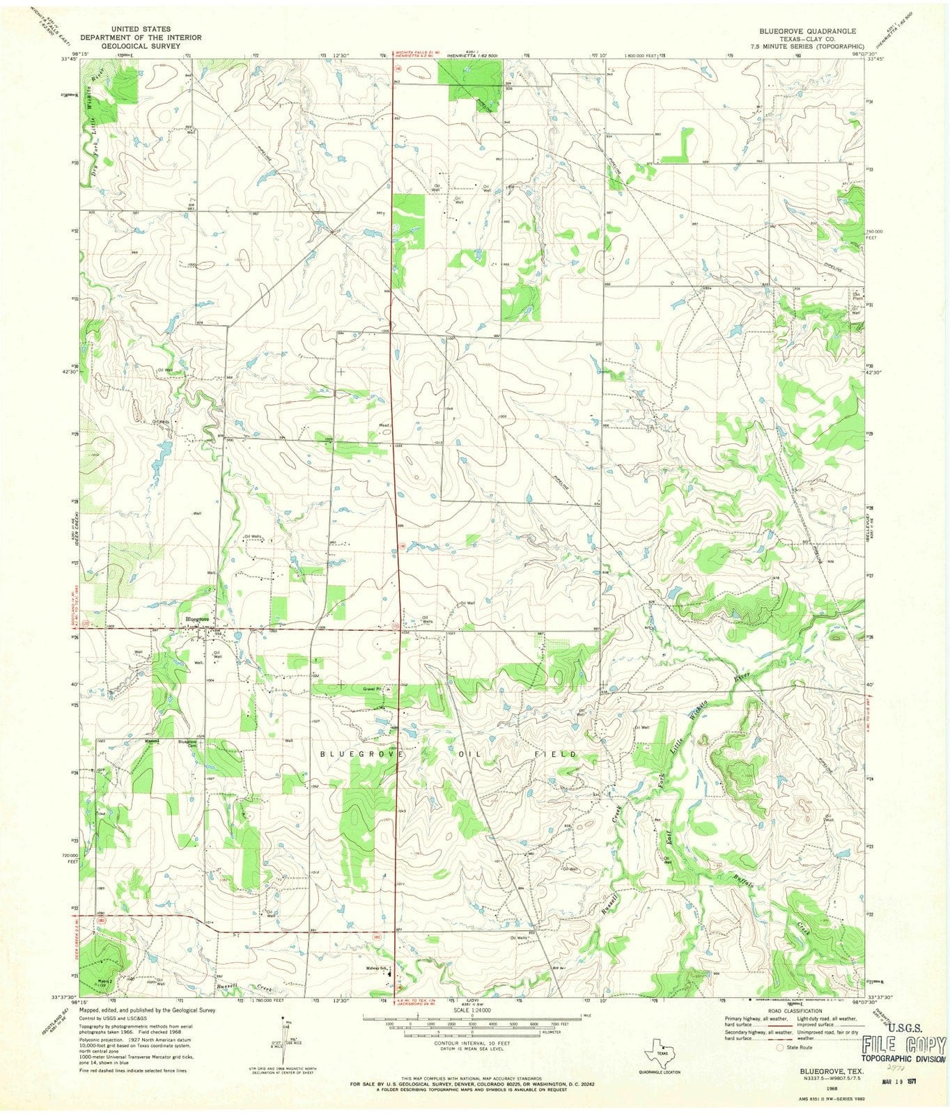 1968 Bluegrove, TX - Texas - USGS Topographic Map