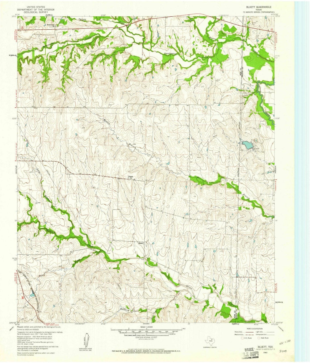1960 Bluett, TX - Texas - USGS Topographic Map