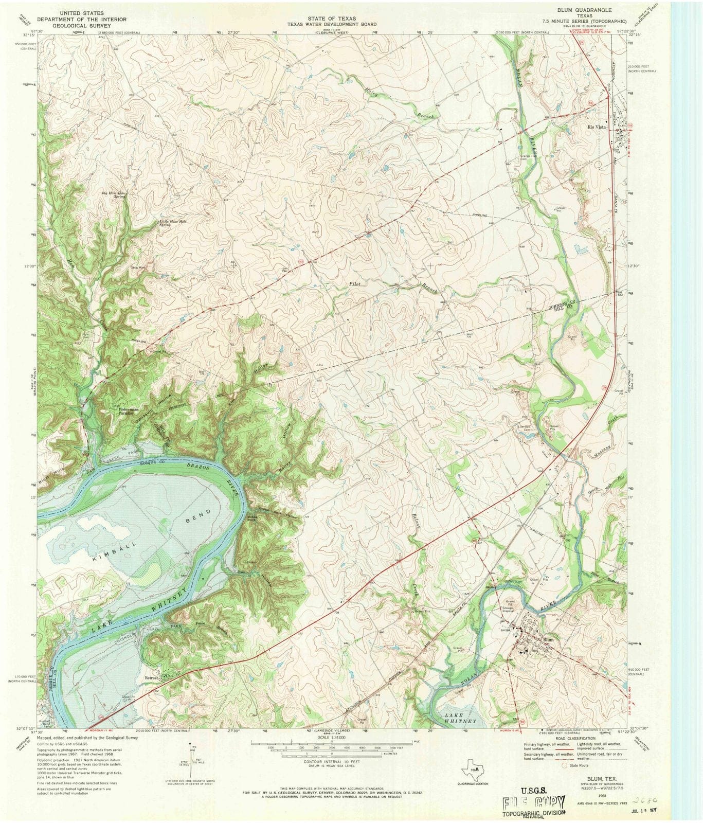 1968 Blum, TX - Texas - USGS Topographic Map