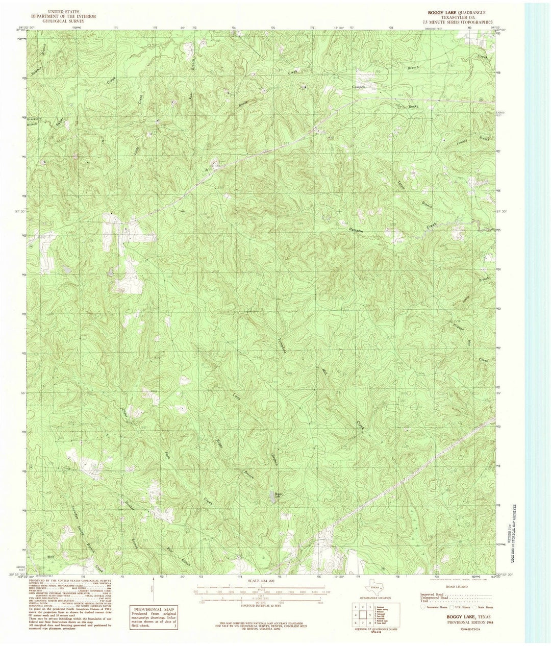 1984 Boggy Lake, TX - Texas - USGS Topographic Map