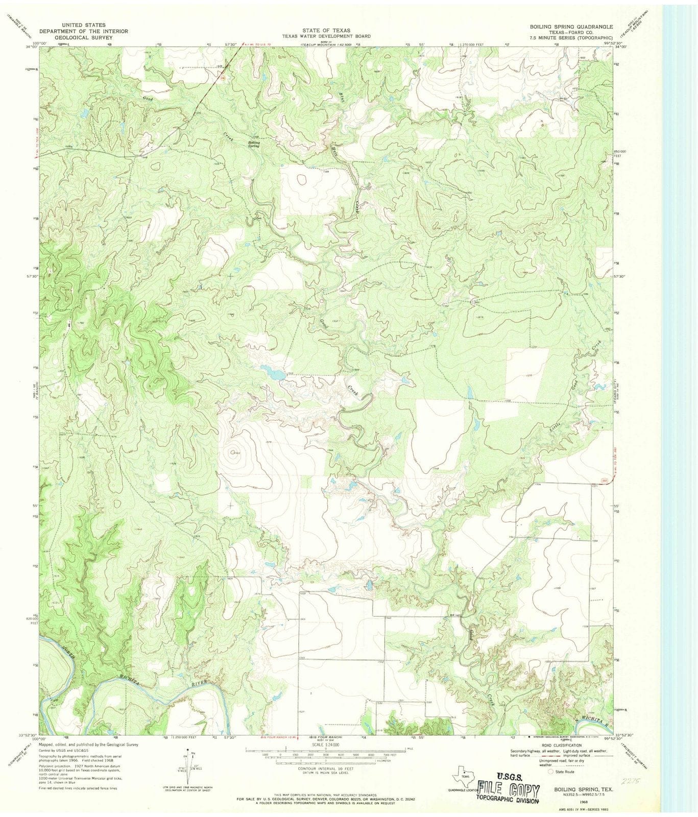 1968 Boiling Spring, TX - Texas - USGS Topographic Map