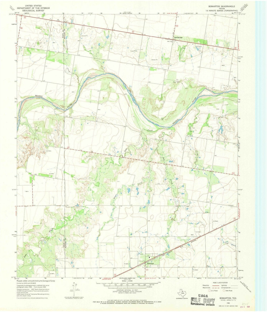 1966 Bomarton, TX - Texas - USGS Topographic Map