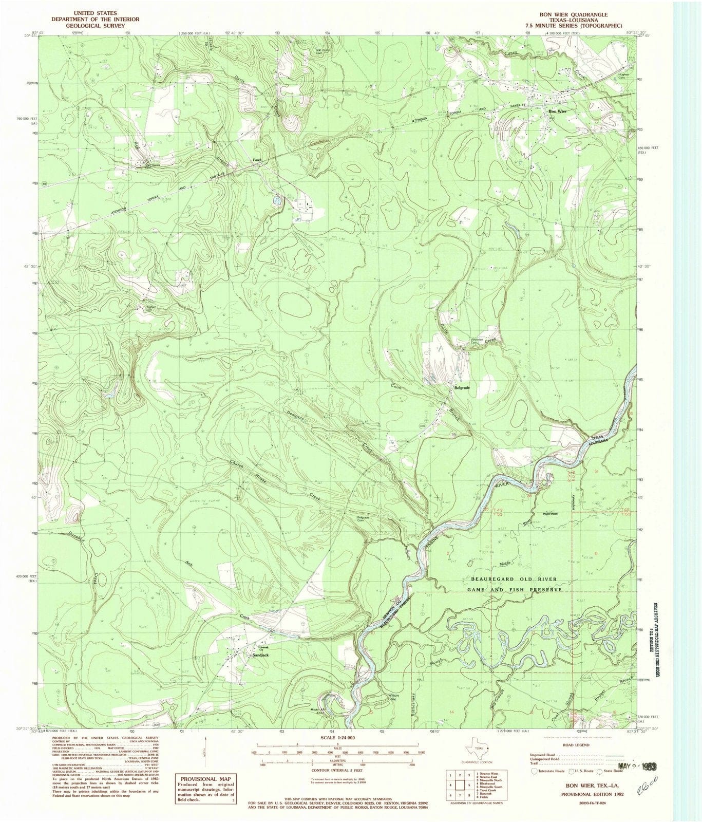 1982 Bon Wier, TX - Texas - USGS Topographic Map