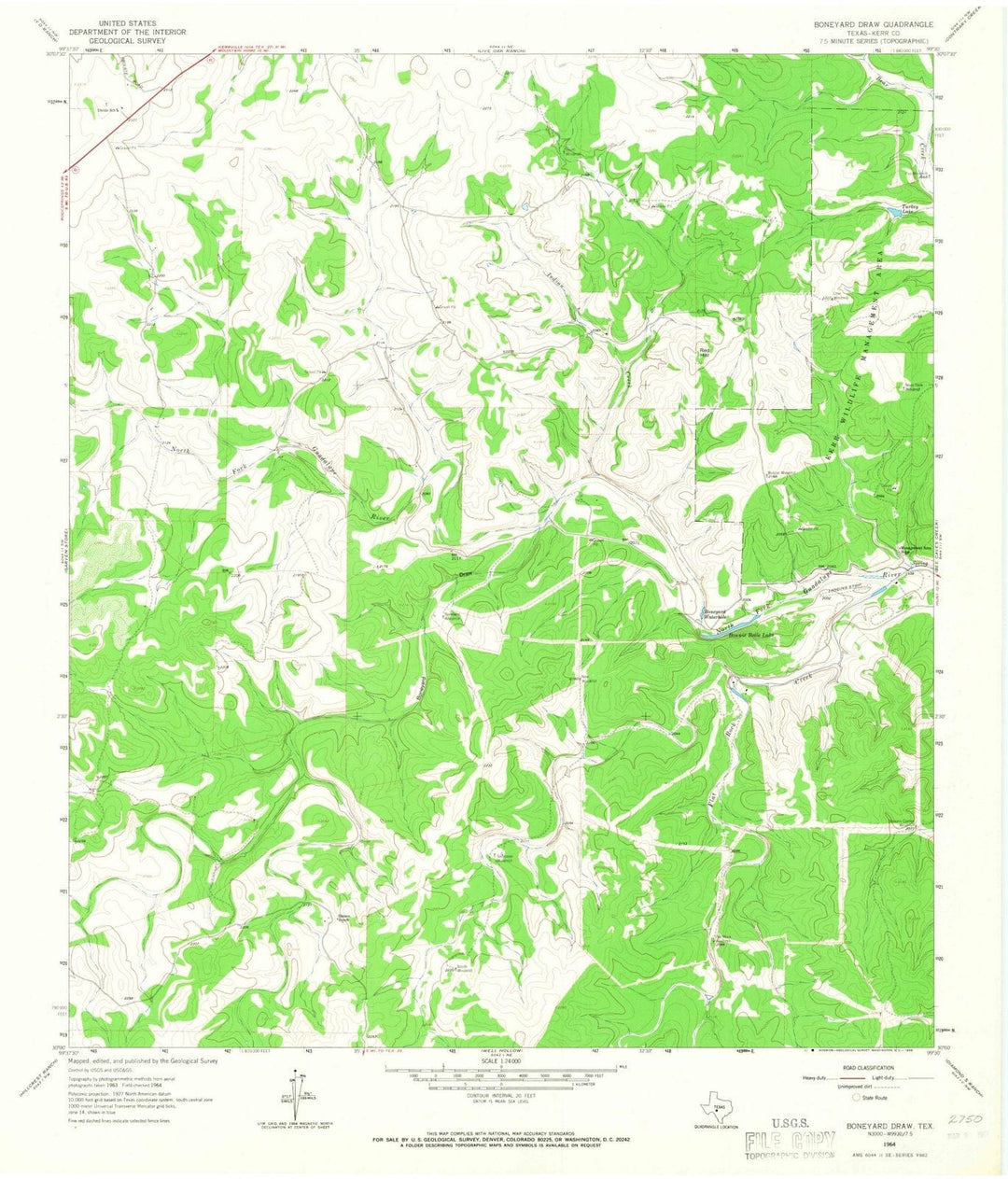 1964 Boneyardraw, TX - Texas - USGS Topographic Map