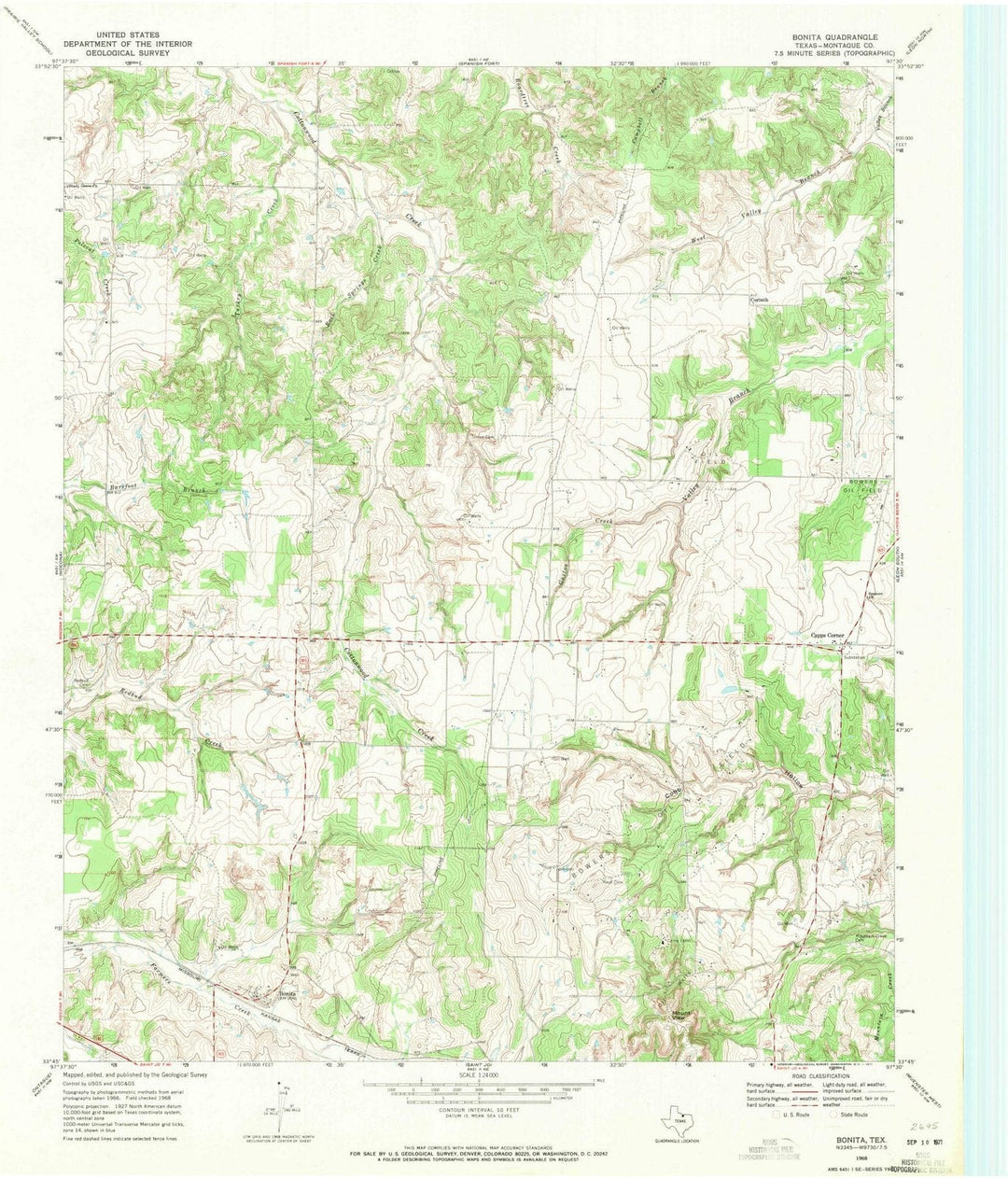 1968 Bonita, TX - Texas - USGS Topographic Map