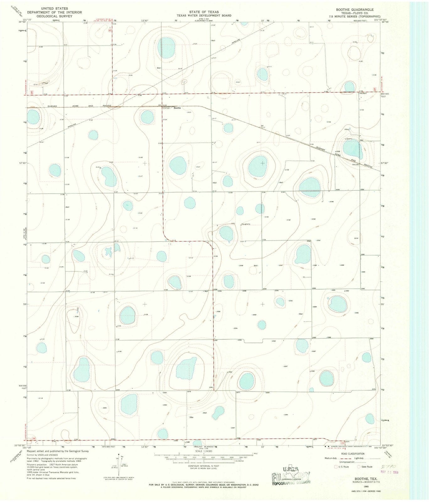 1965 Boothe, TX - Texas - USGS Topographic Map