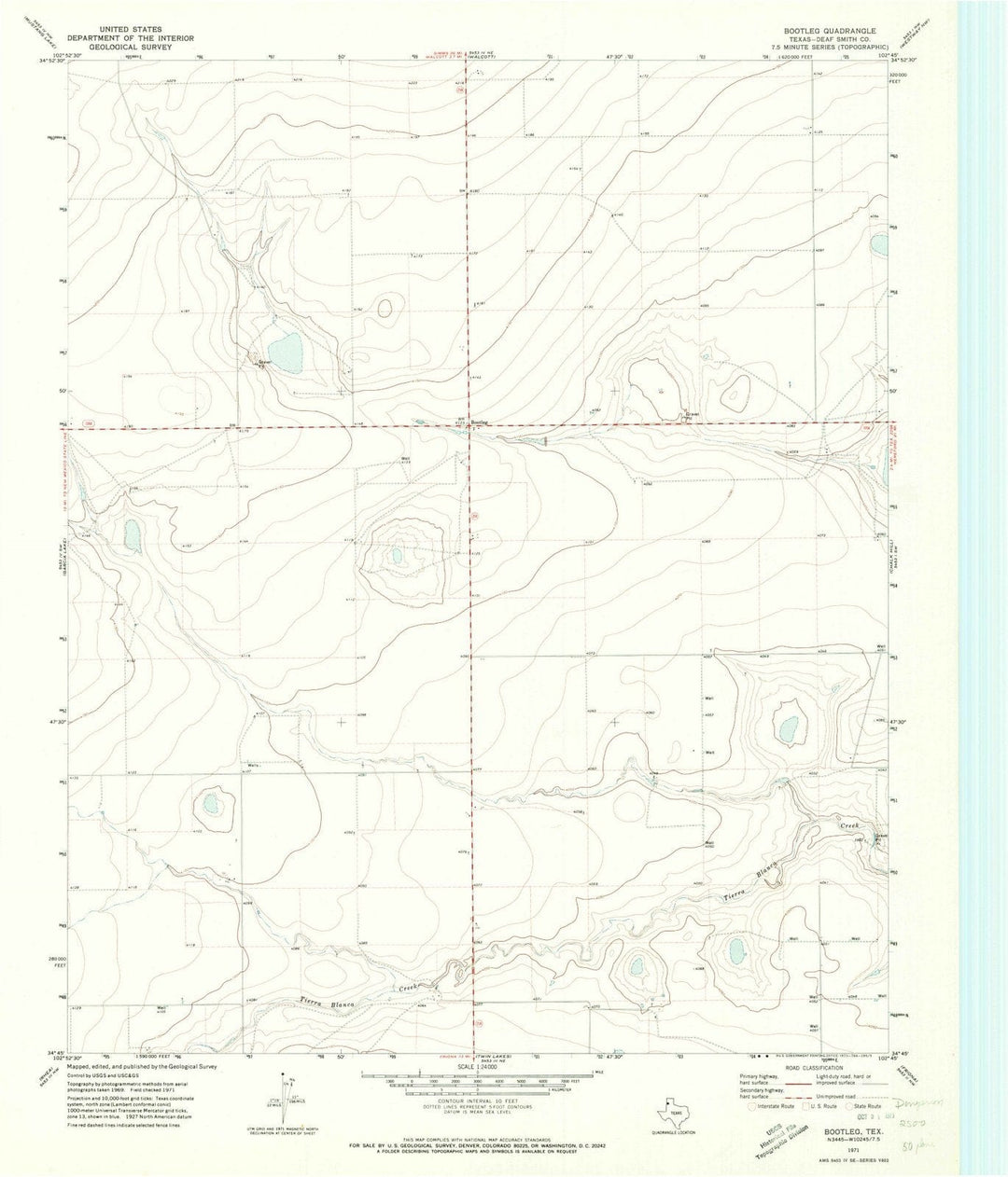 1971 Bootleg, TX - Texas - USGS Topographic Map