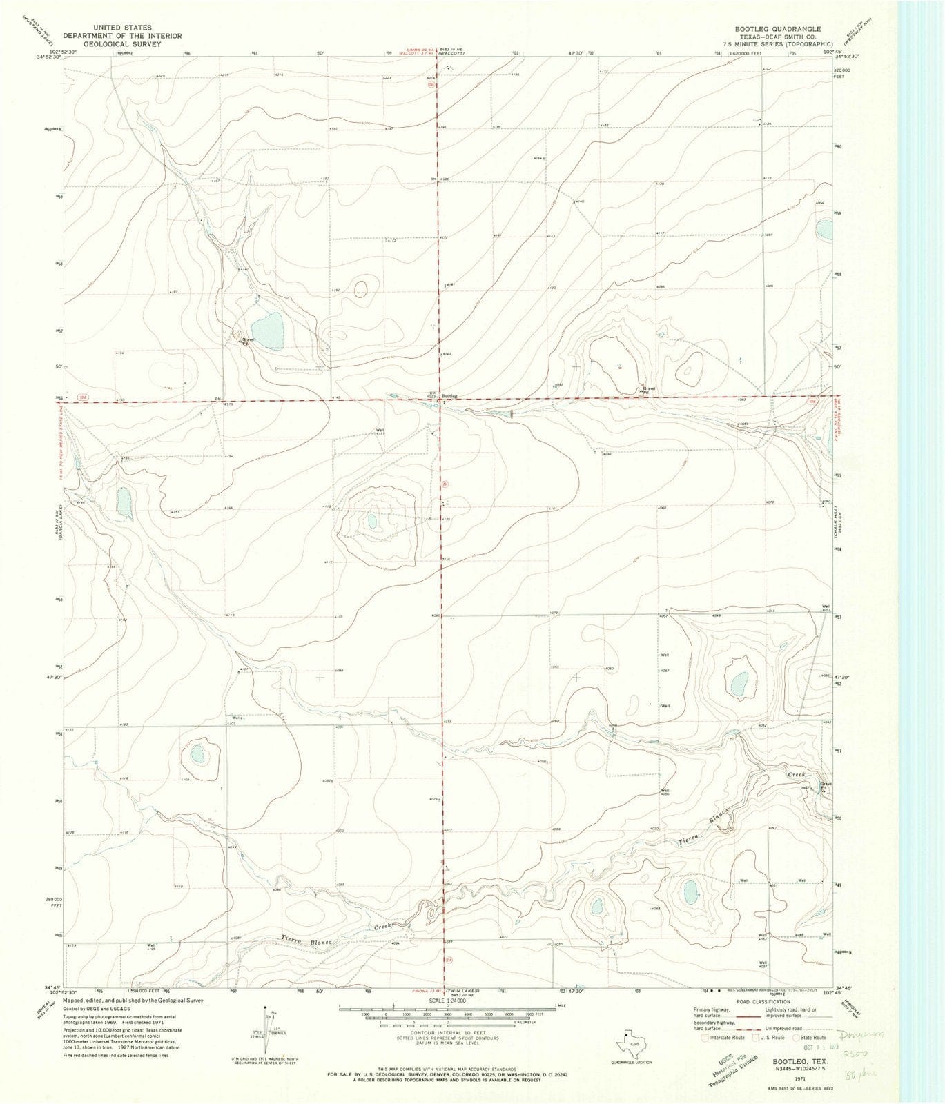 1971 Bootleg, TX - Texas - USGS Topographic Map