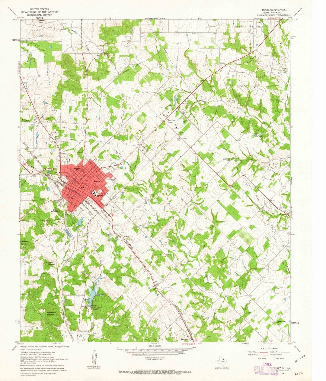 1961 Bowie, TX - Texas - USGS Topographic Map