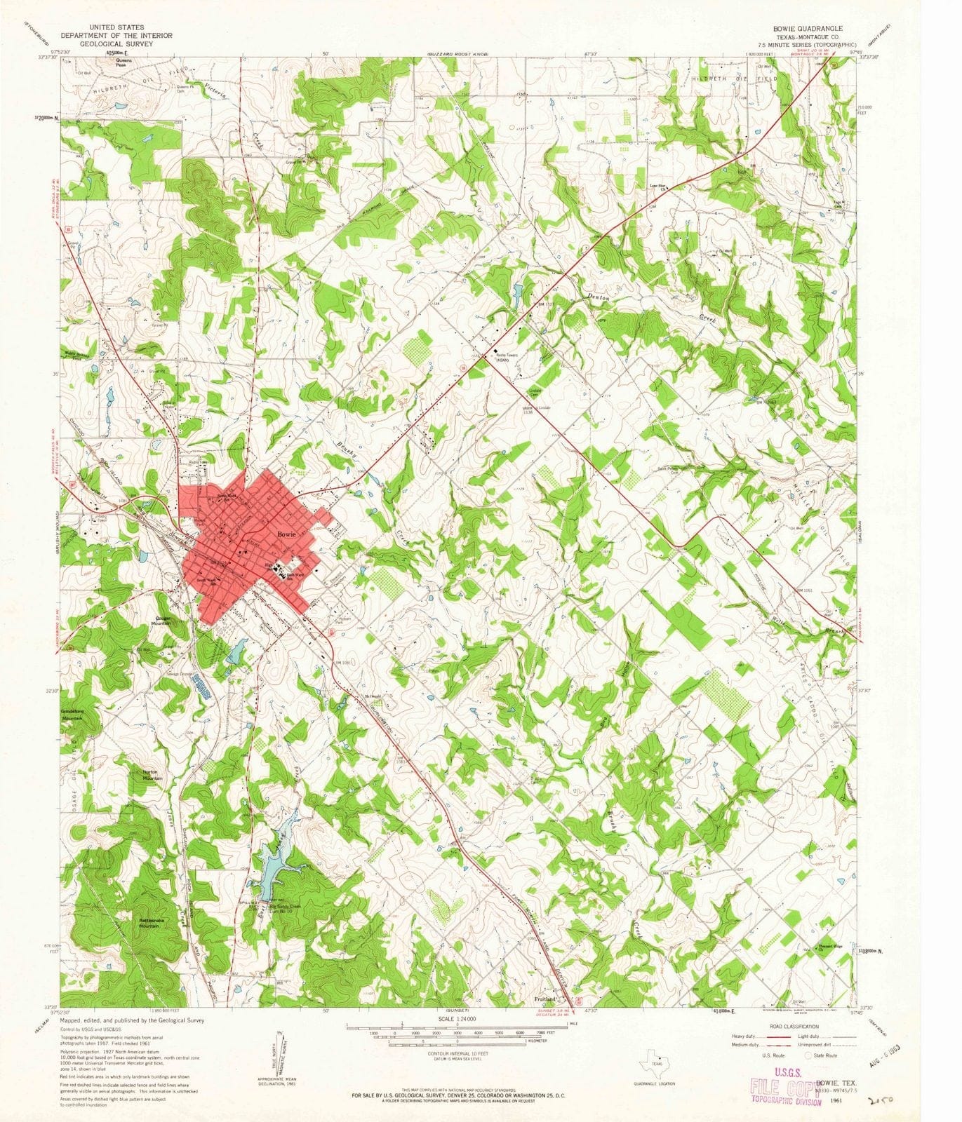 1961 Bowie, TX - Texas - USGS Topographic Map