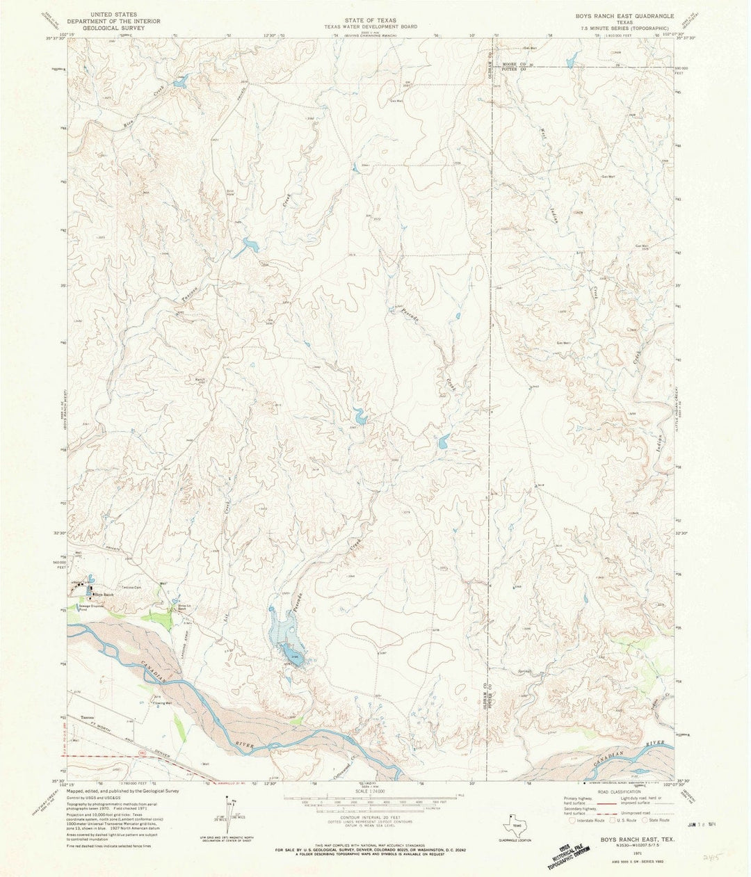 1971 Boys Ranch East, TX - Texas - USGS Topographic Map