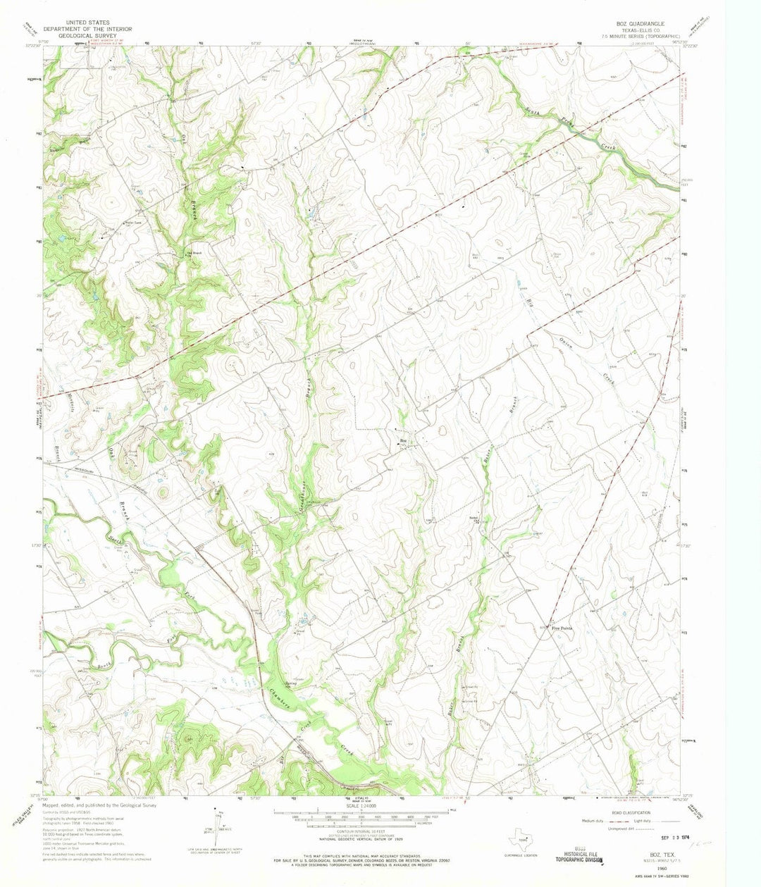 1960 Boz, TX - Texas - USGS Topographic Map