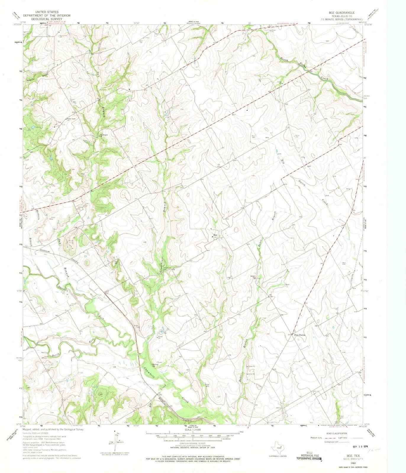1960 Boz, TX - Texas - USGS Topographic Map