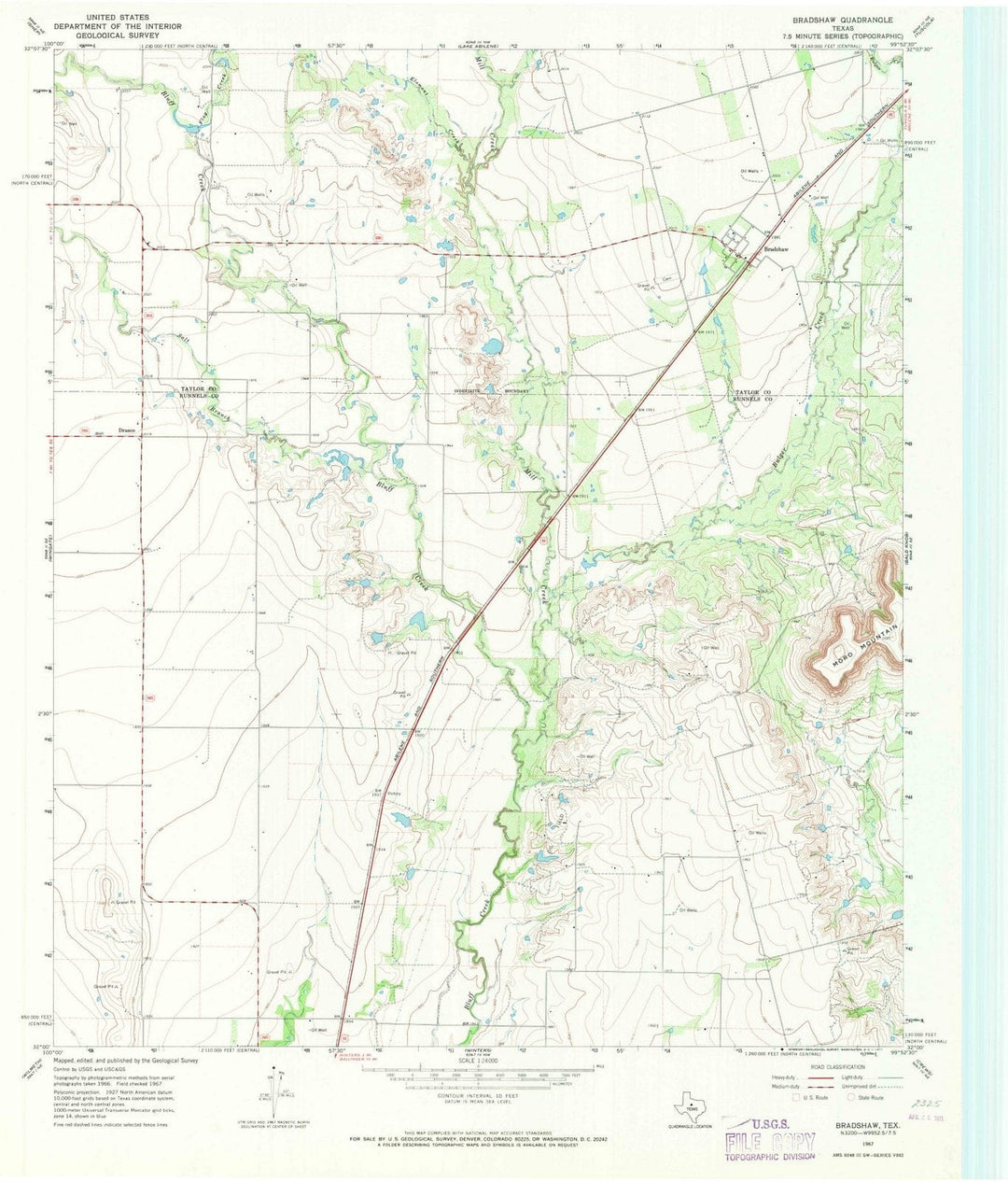 1967 Bradshaw, TX - Texas - USGS Topographic Map