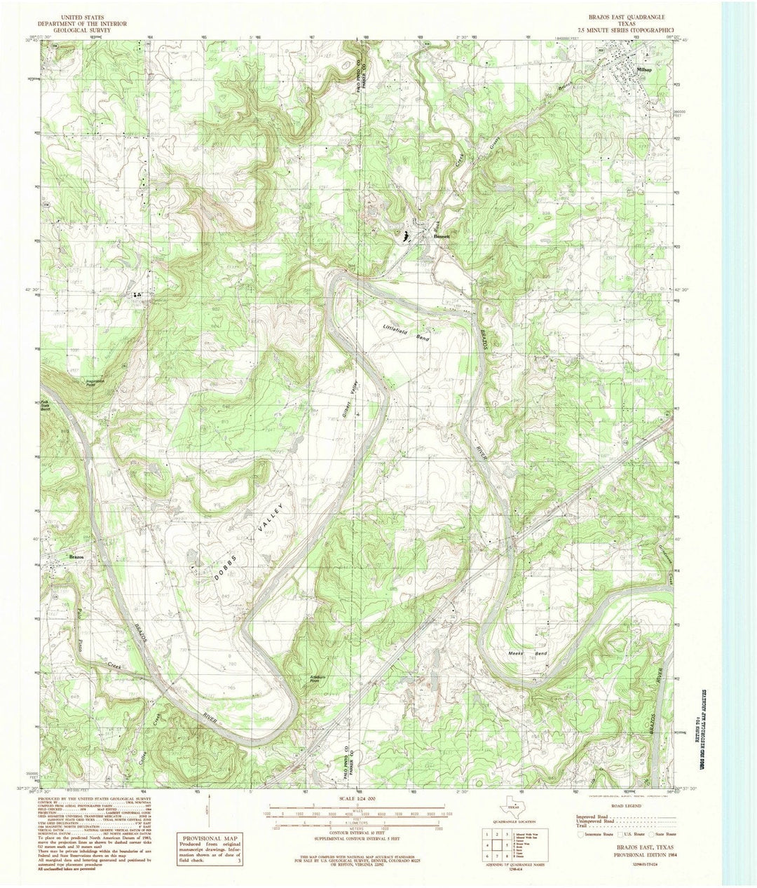 1984 Brazos East, TX - Texas - USGS Topographic Map