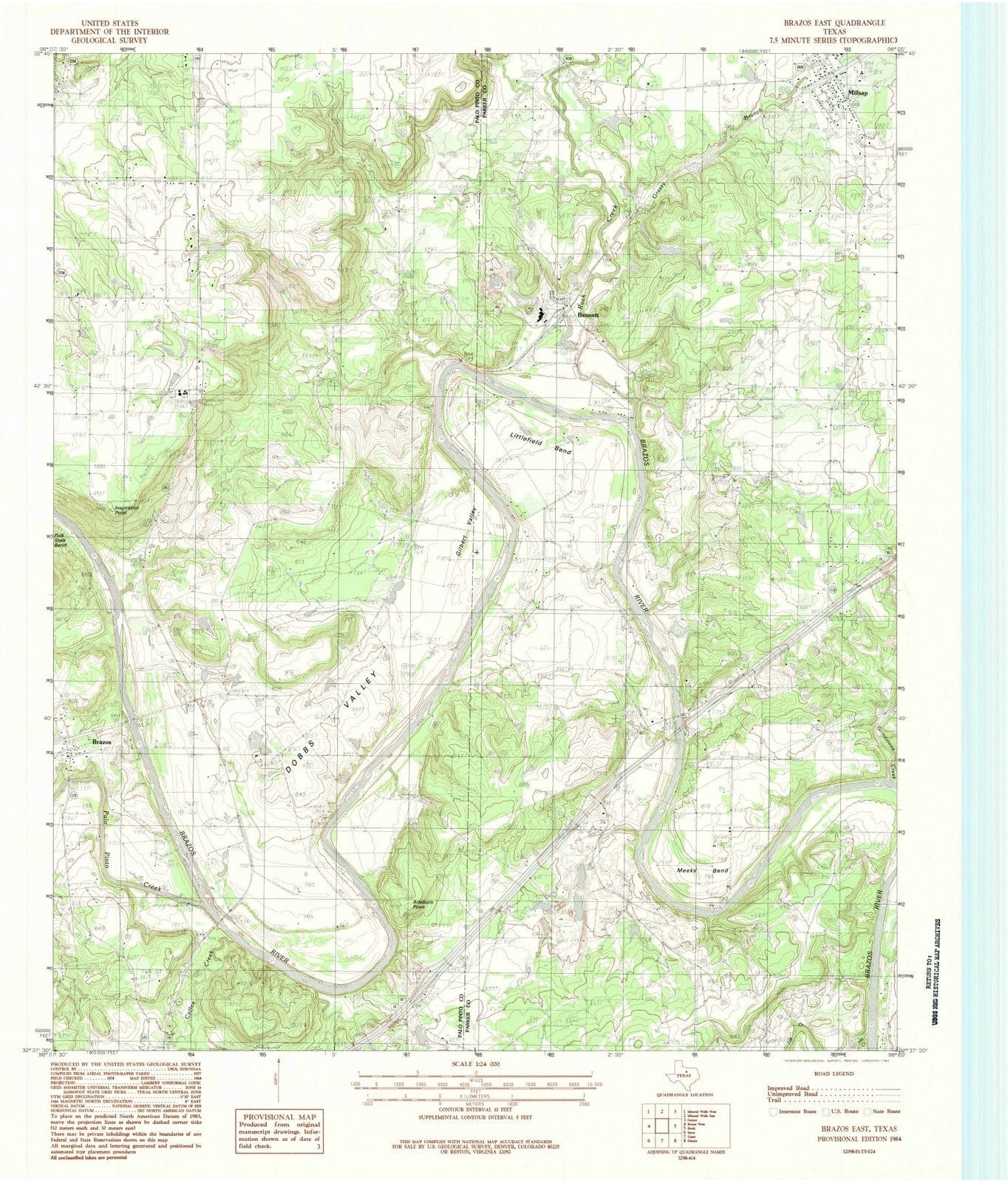 1984 Brazos East, TX - Texas - USGS Topographic Map