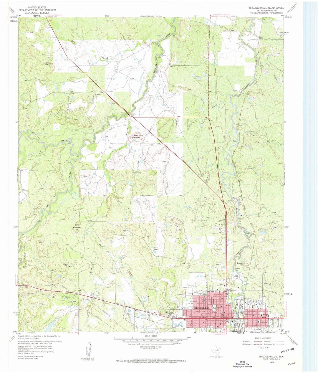 1958 Breckenridge, TX - Texas - USGS Topographic Map