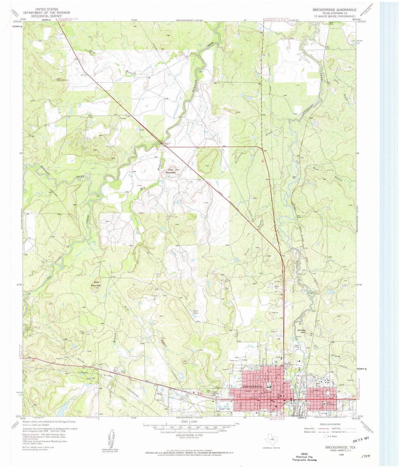 1958 Breckenridge, TX - Texas - USGS Topographic Map