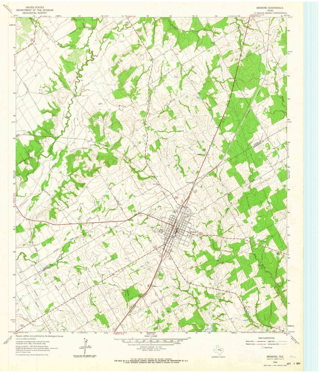 1962 Bremond, TX - Texas - USGS Topographic Map