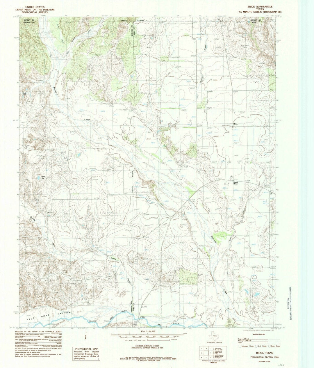 1985 Brice, TX - Texas - USGS Topographic Map