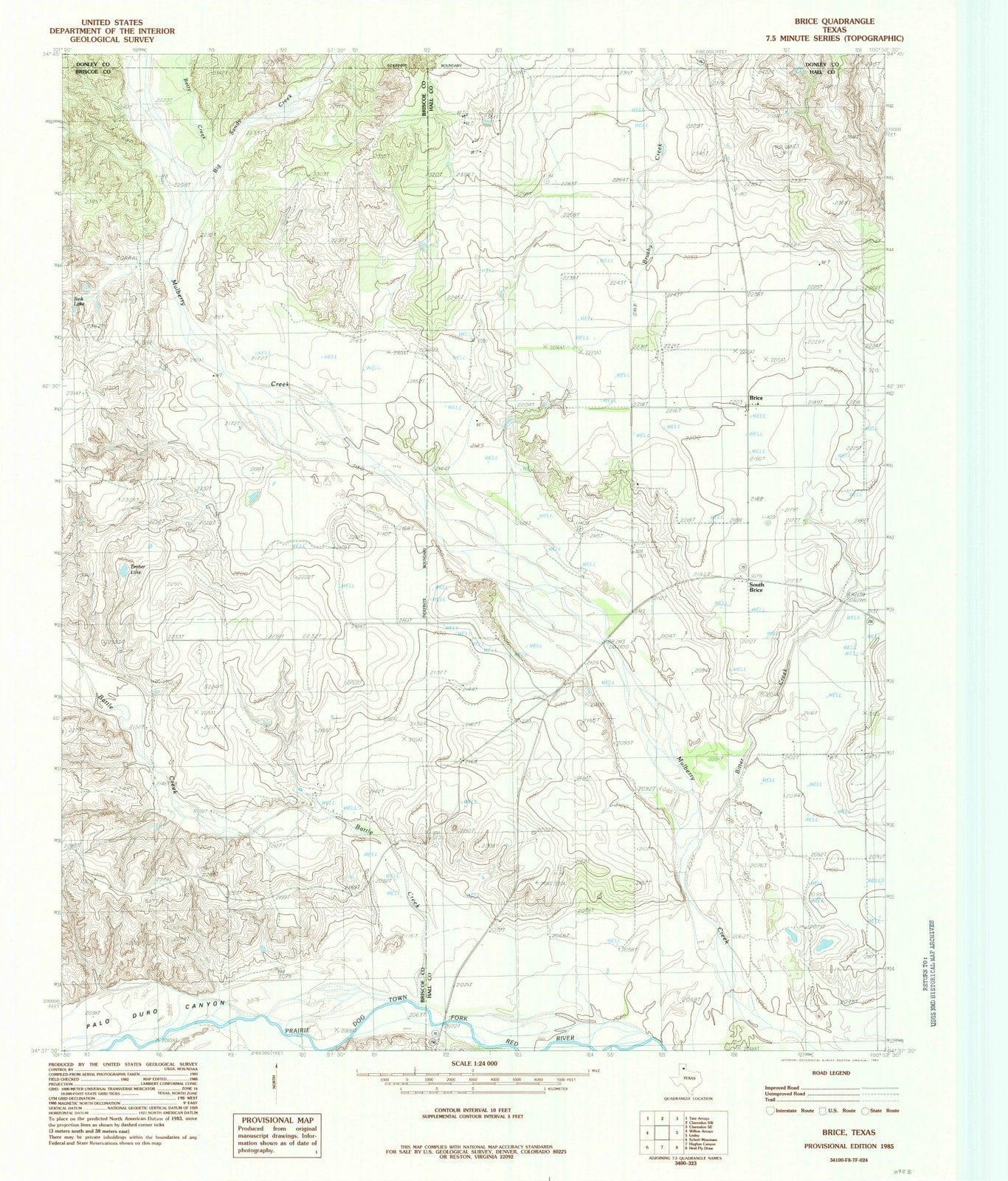 1985 Brice, TX - Texas - USGS Topographic Map