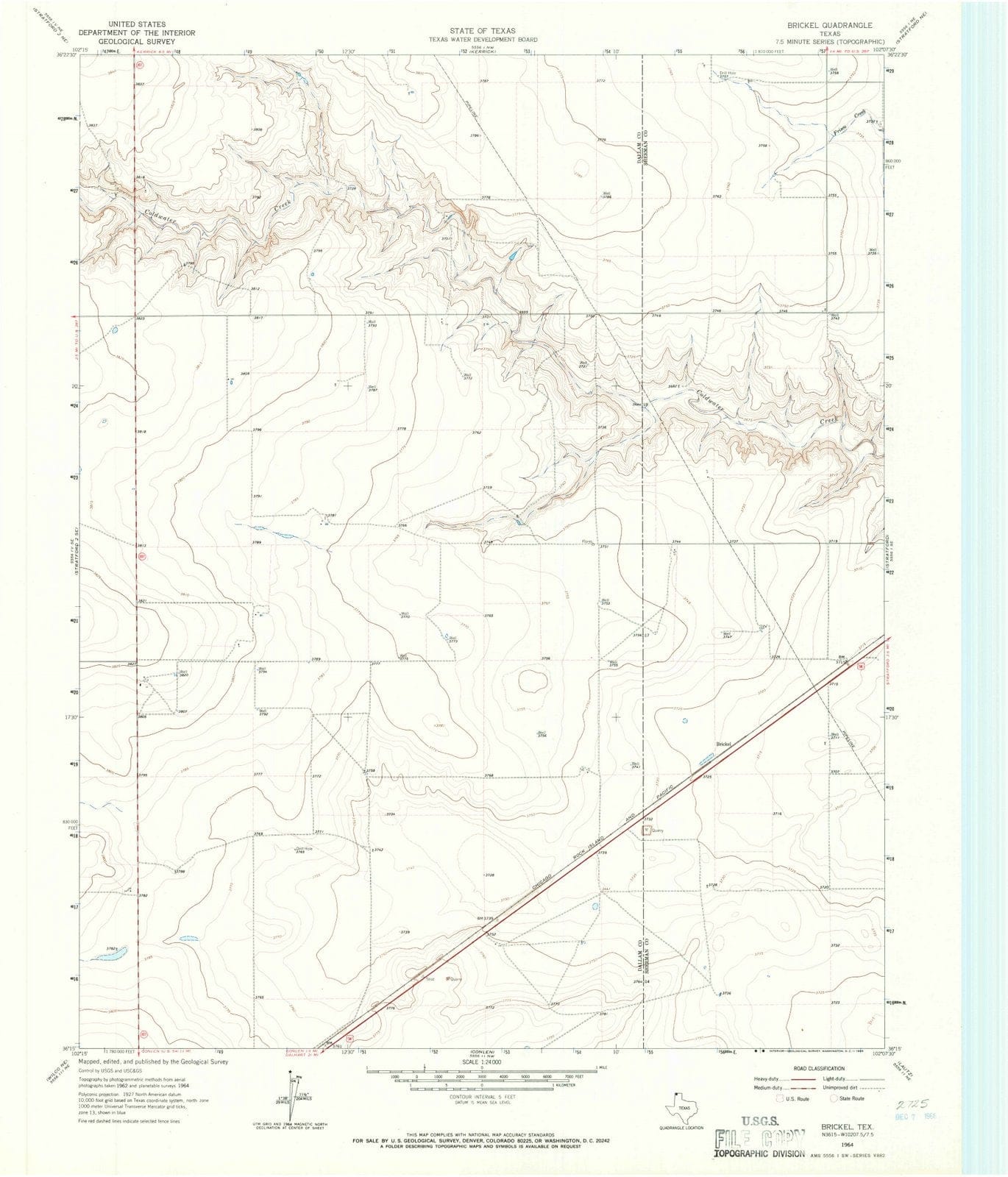 1964 Brickel, TX - Texas - USGS Topographic Map