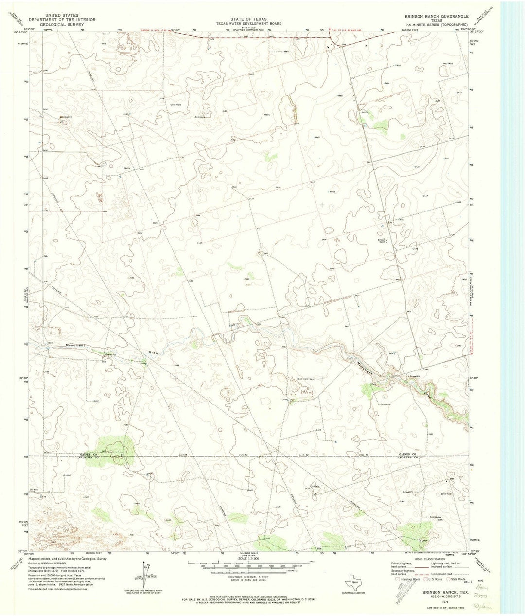 1971 Brinson Ranch, TX - Texas - USGS Topographic Map