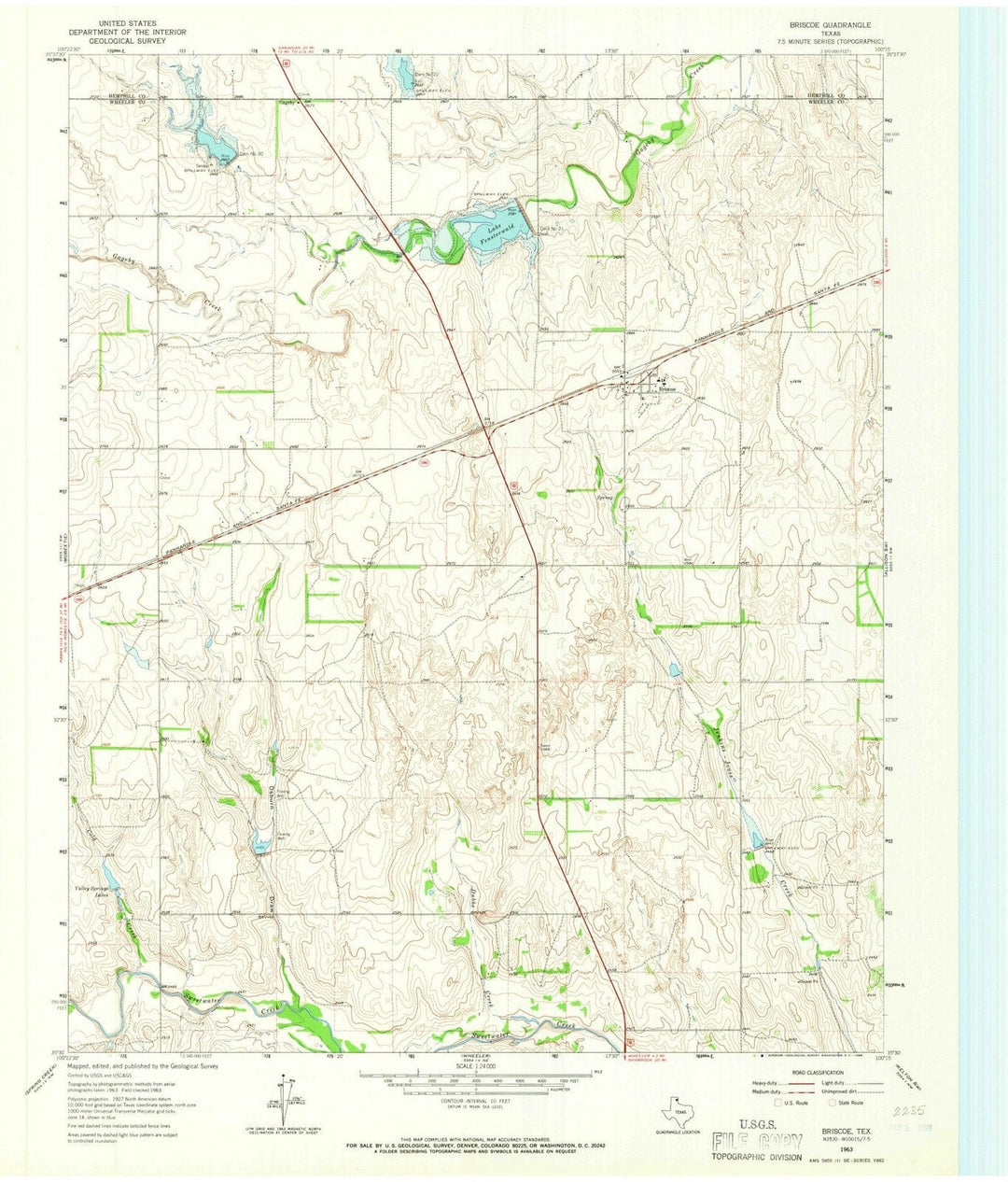 1963 Briscoe, TX - Texas - USGS Topographic Map