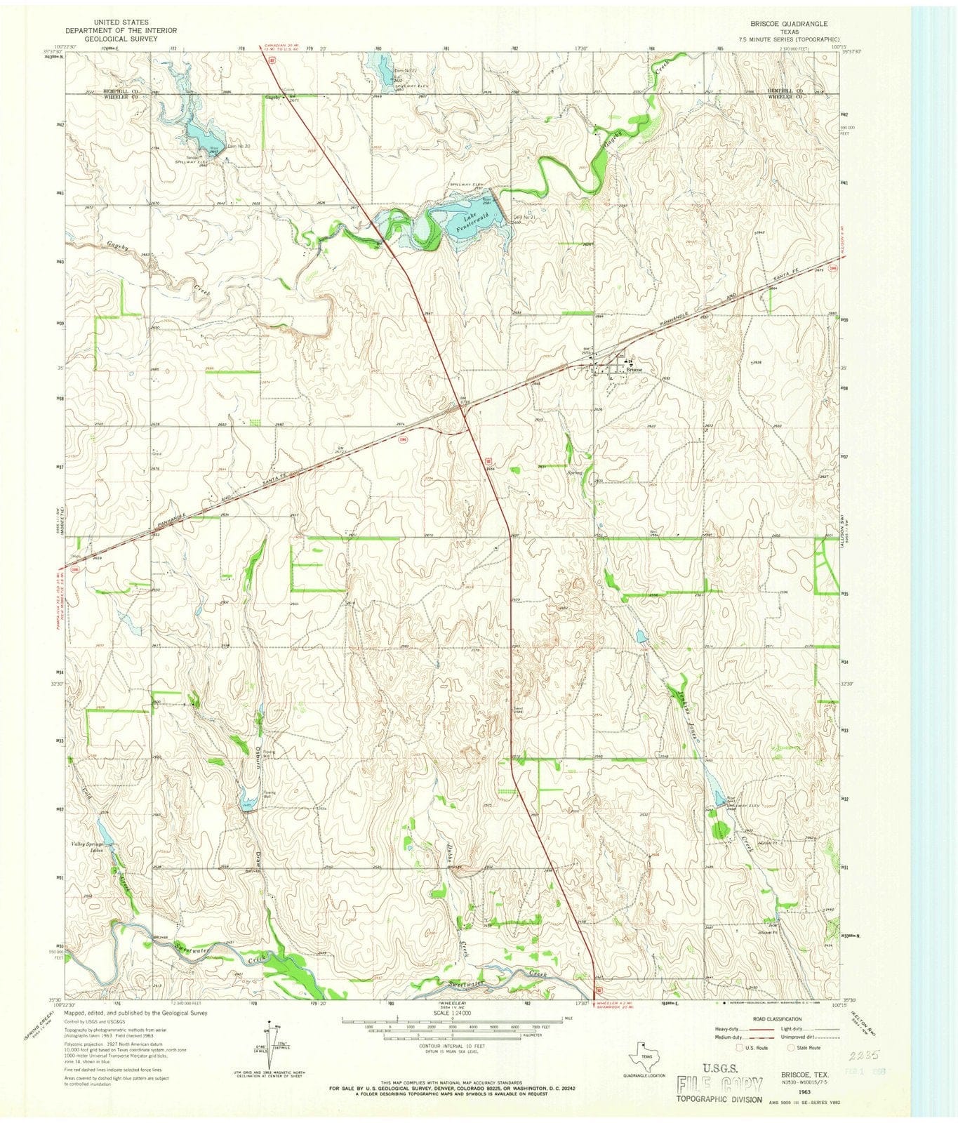 1963 Briscoe, TX - Texas - USGS Topographic Map