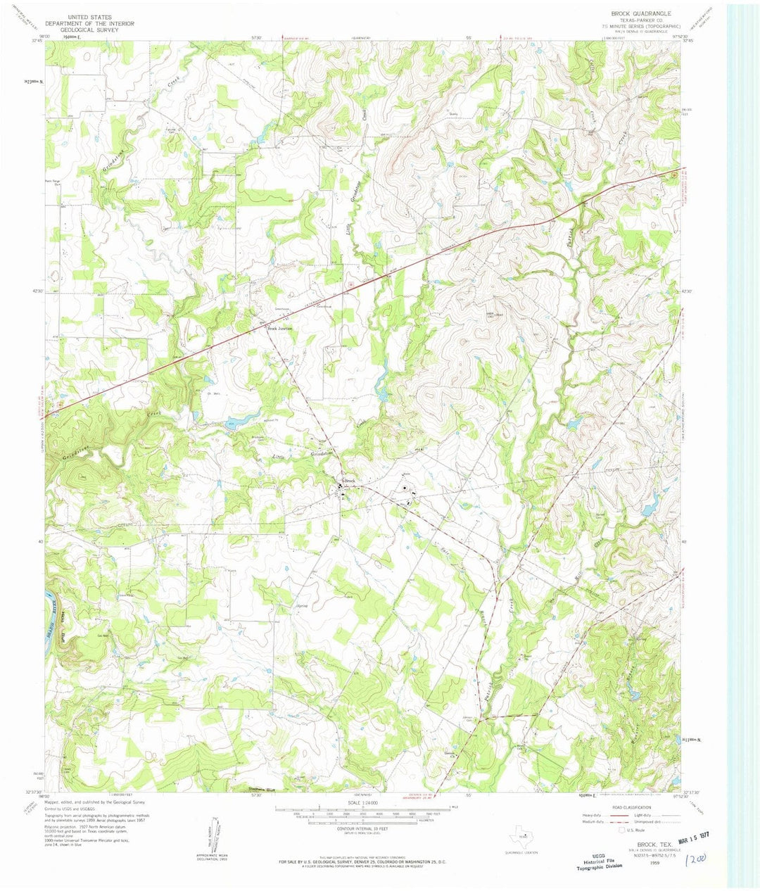 1959 Brock, TX - Texas - USGS Topographic Map