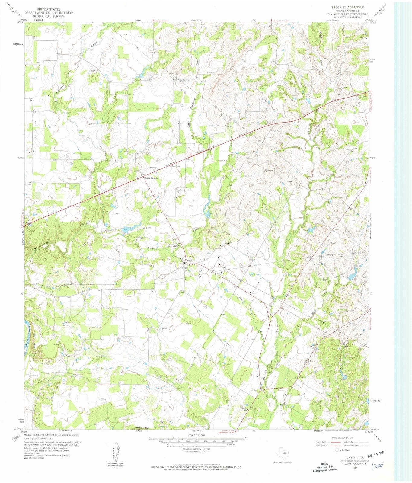 1959 Brock, TX - Texas - USGS Topographic Map
