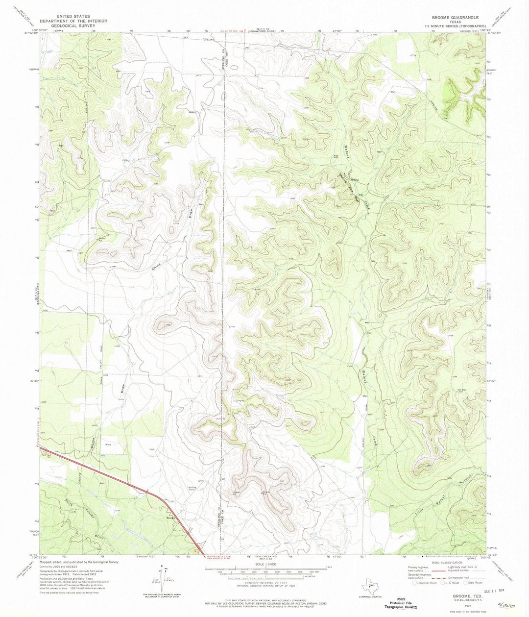 1972 Broome, TX - Texas - USGS Topographic Map