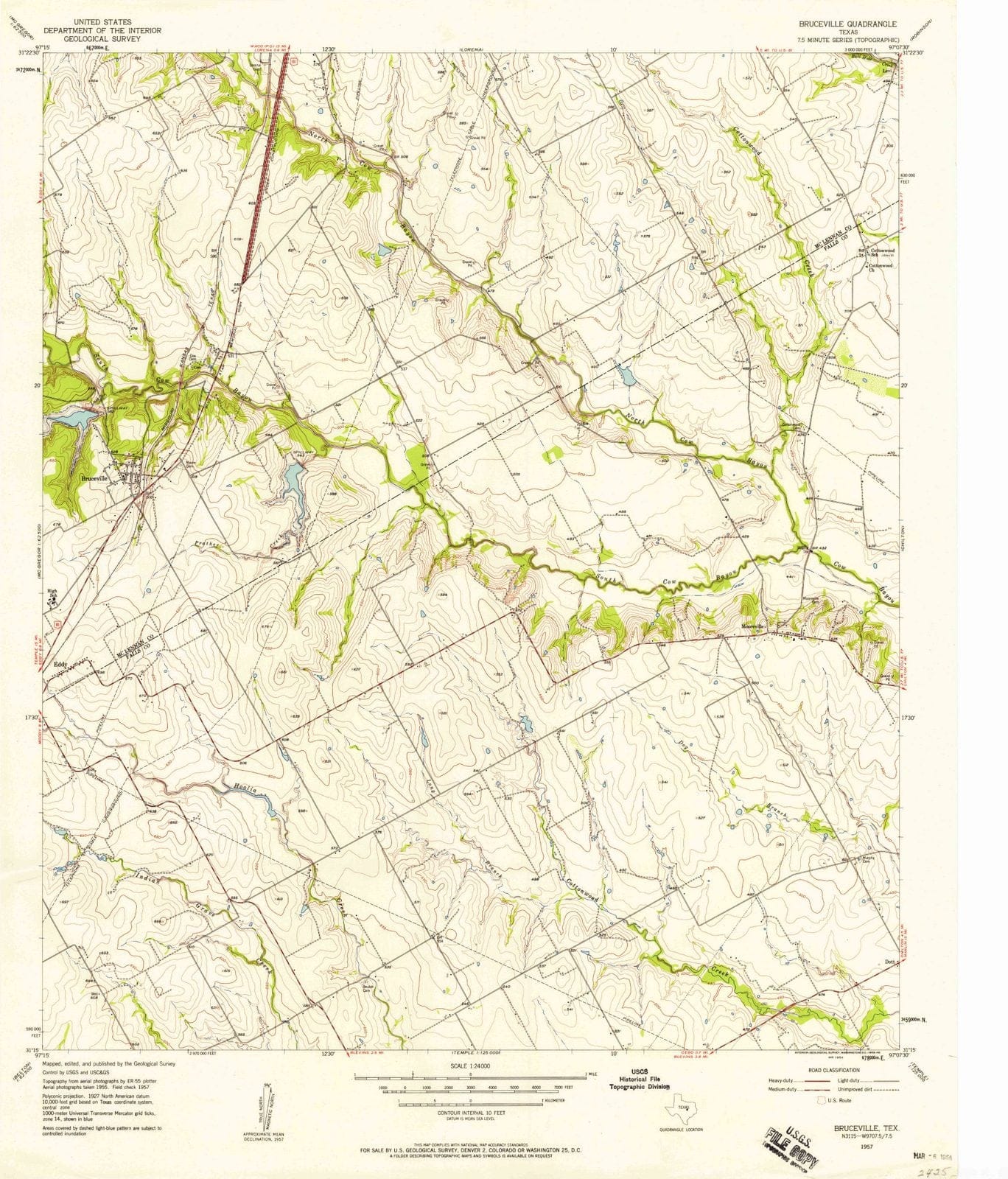 1957 Bruceville, TX - Texas - USGS Topographic Map
