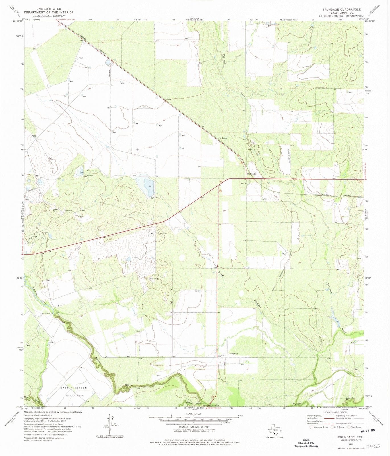 1972 Brundage, TX - Texas - USGS Topographic Map