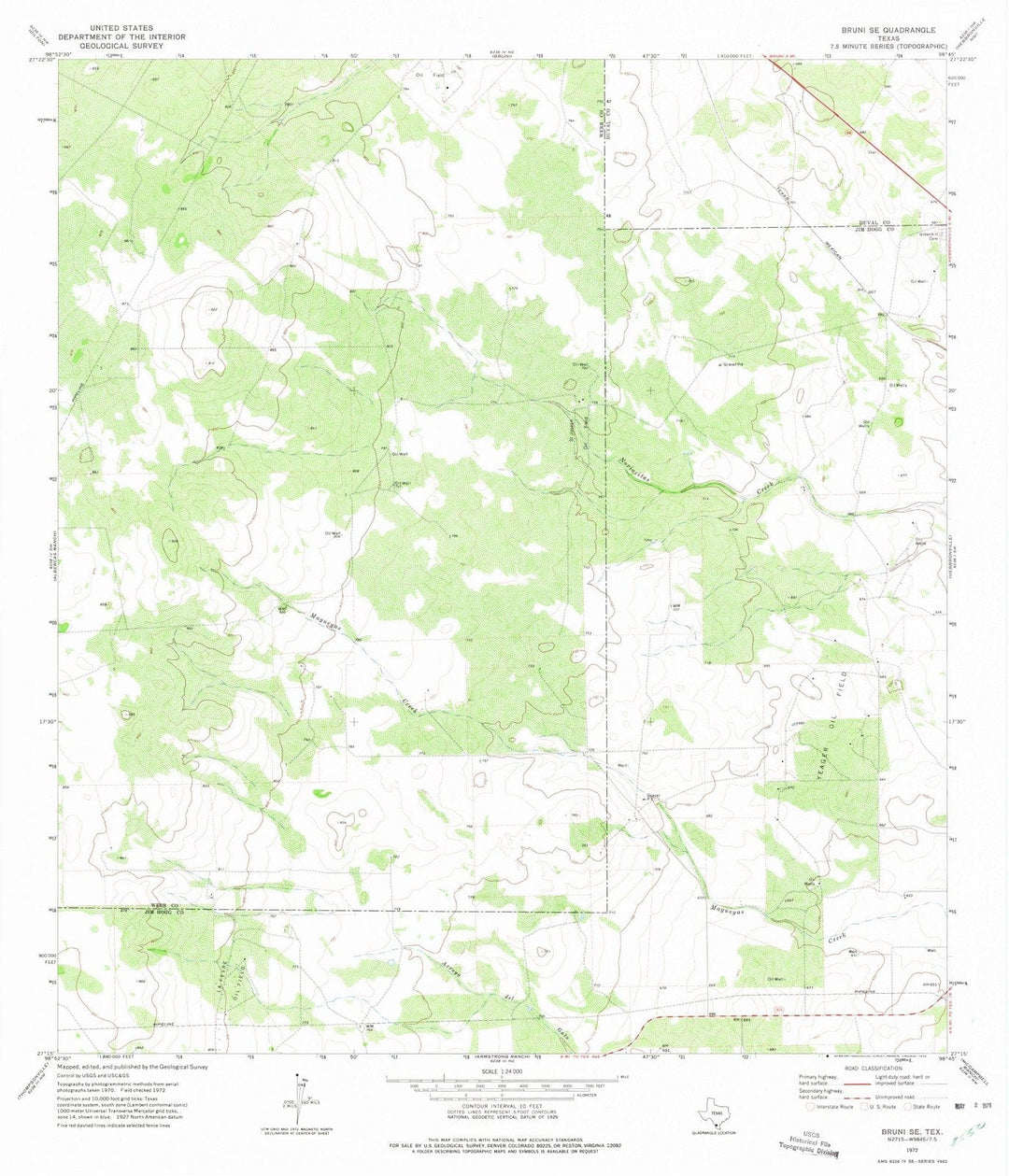 1972 Bruni, TX - Texas - USGS Topographic Map