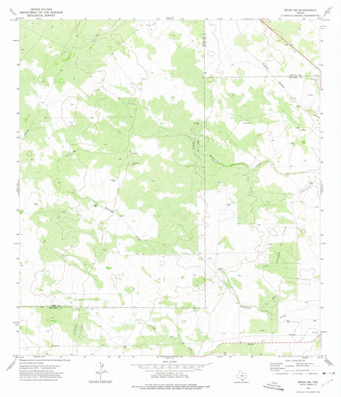 1972 Bruni, TX - Texas - USGS Topographic Map