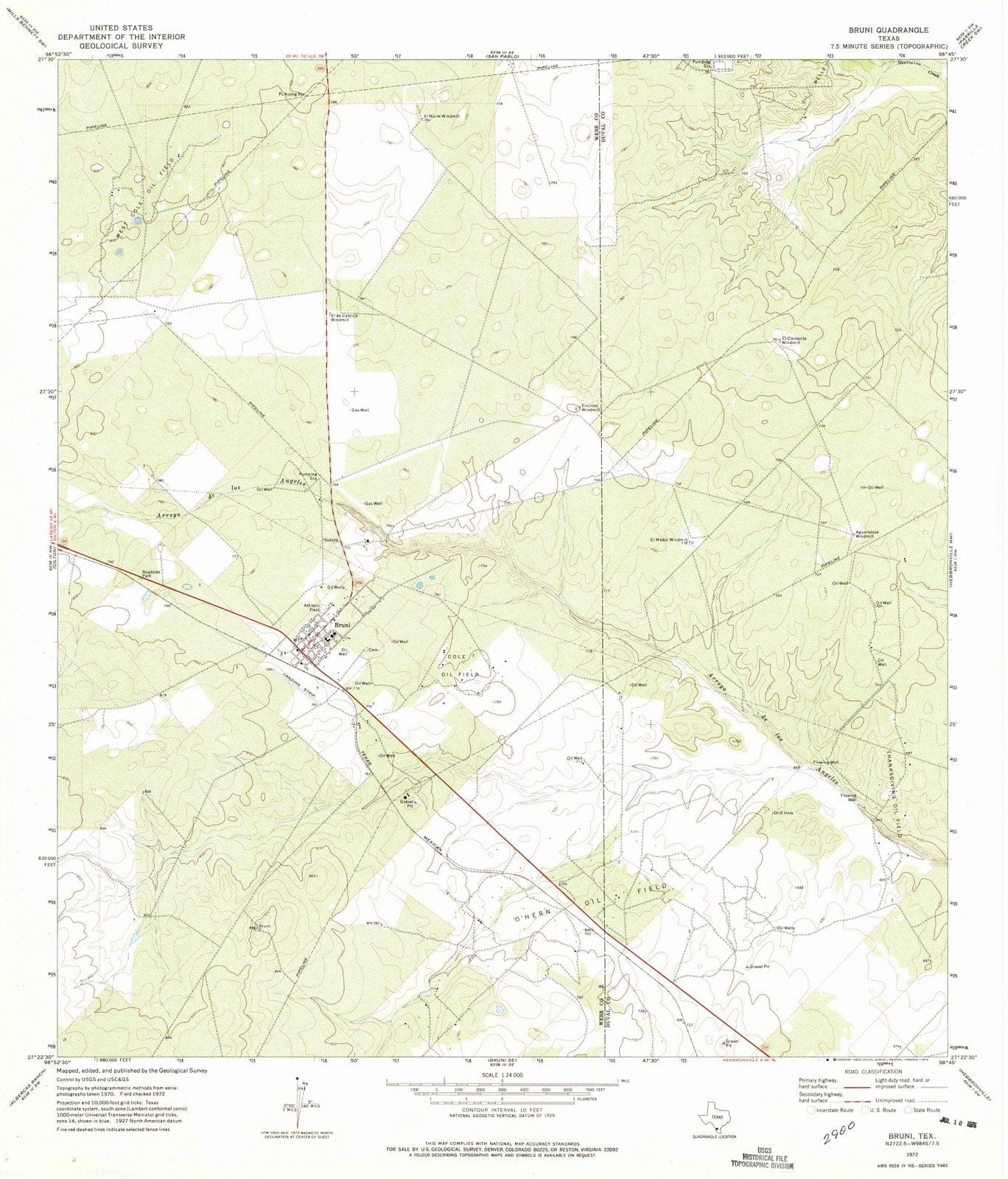 1972 Bruni, TX - Texas - USGS Topographic Map v2