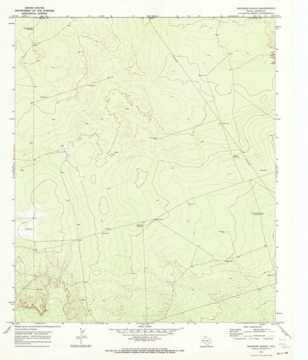 1970 Brunson Ranch, TX - Texas - USGS Topographic Map