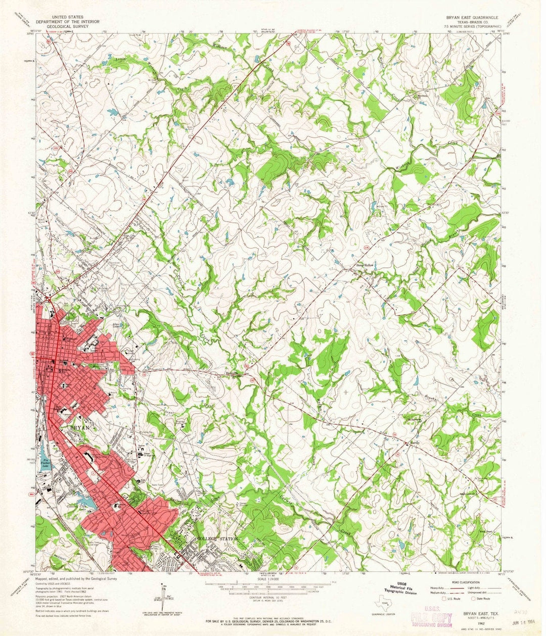 1962 Bryan East, TX - Texas - USGS Topographic Map
