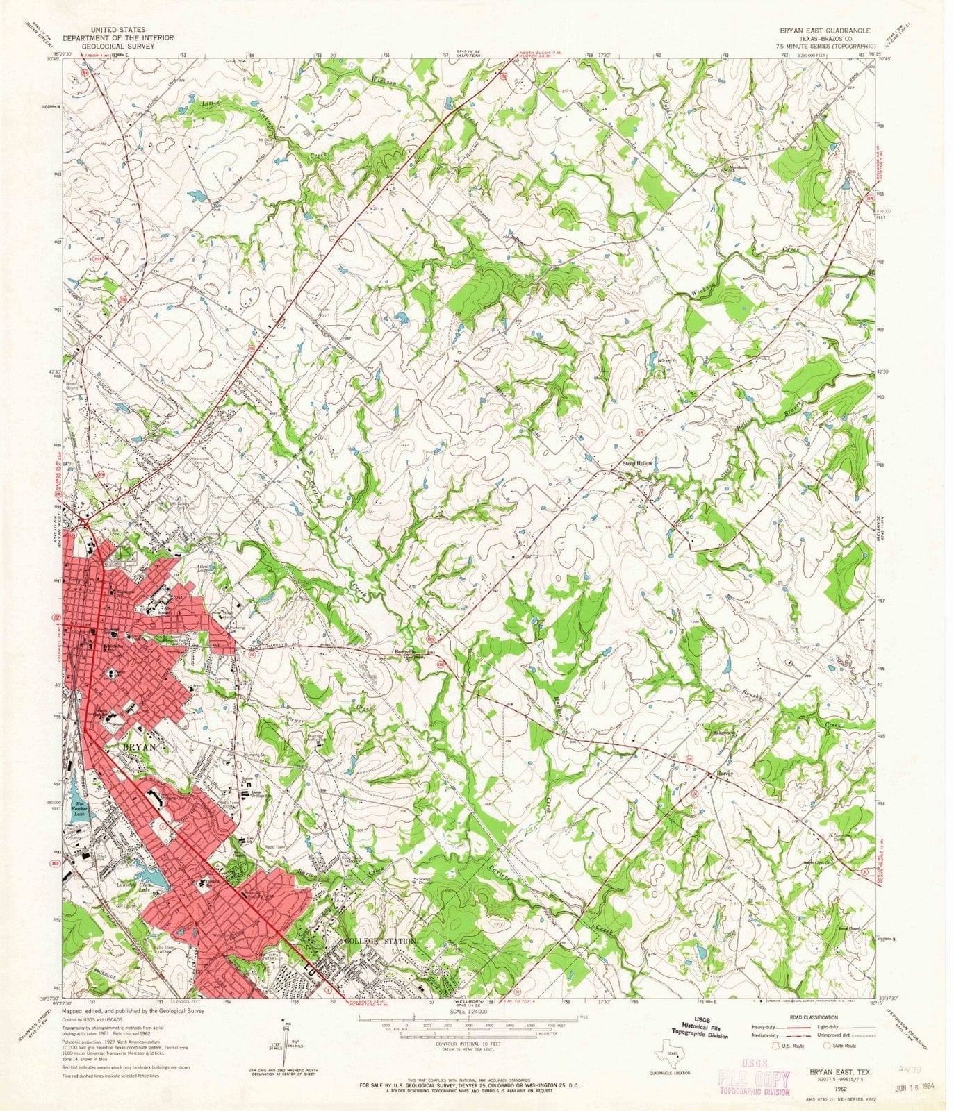 1962 Bryan East, TX - Texas - USGS Topographic Map
