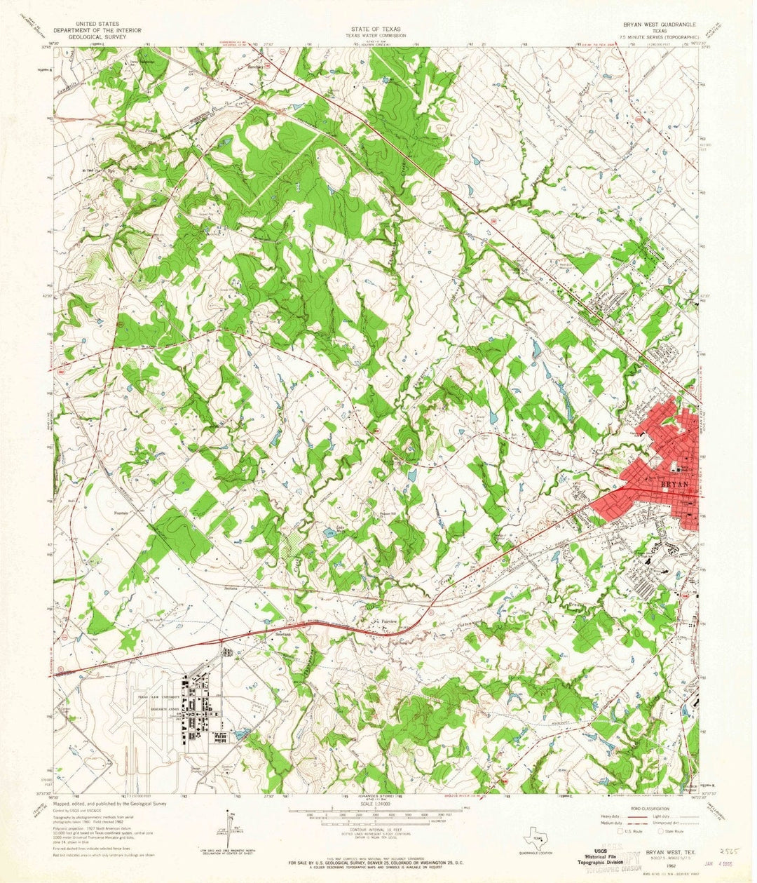 1962 Bryan West, TX - Texas - USGS Topographic Map