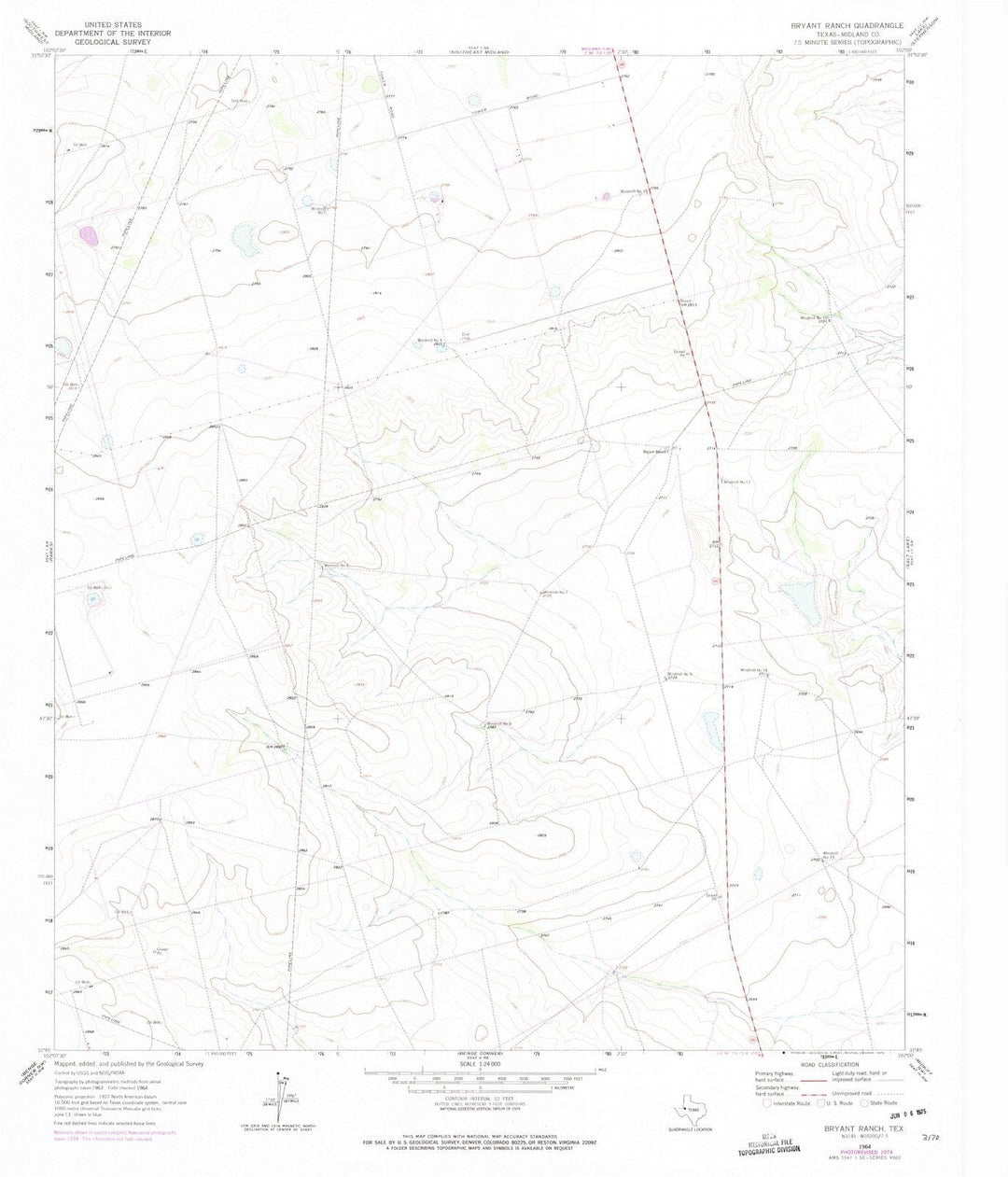 1964 Bryans Ranch, TX - Texas - USGS Topographic Map